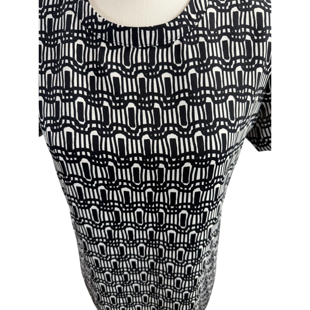 Adrienne‎ Vittadini Elegant Black White Pattern Mini Dress Size 4 Short Sleeves - Picture 7 of 9